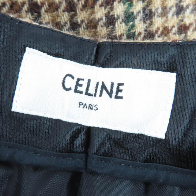 極美品☆CELINE セリーヌ 2P240223F ウール100％ 千鳥格子 センタープレス パンツ ボトムス ブラウン 38 イタリア製 正規品 レディース_6
