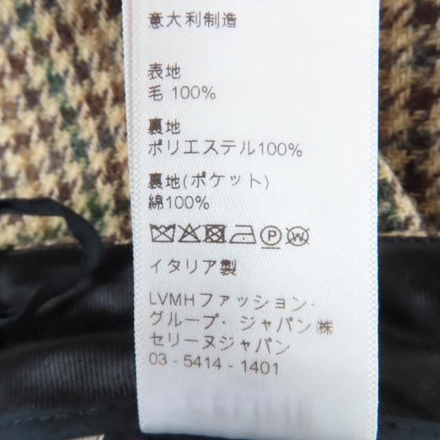 極美品☆CELINE セリーヌ 2P240223F ウール100％ 千鳥格子 センタープレス パンツ ボトムス ブラウン 38 イタリア製 正規品 レディース_9