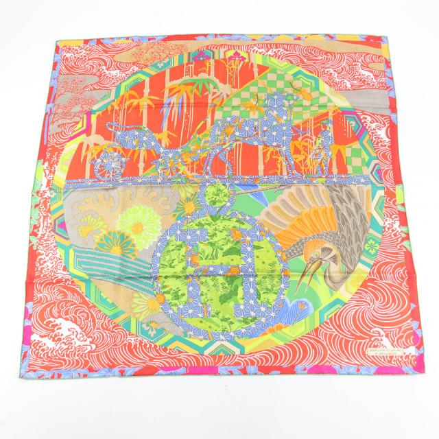 未使用品☆HERMES エルメス カレ90 EX LIBRIS EN KIMONOS シルク100 