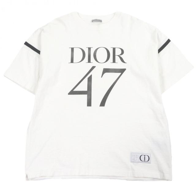 美品□DIOR ディオール オム 413J640A0849 スラブ コットンジャージー ダメージ加工 ロゴプリント 半袖Ｔシャツ M イタリア製 正規品