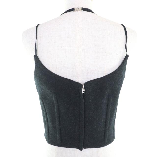 極美品★GUCCI グッチ 799949 毛糸100% BATAVIA WOOL STRAPPY TOP GGマーモント ロゴタイプ刺しゅう入り口・入口 キャミソール 黒いこと 40 伊製 定まり品