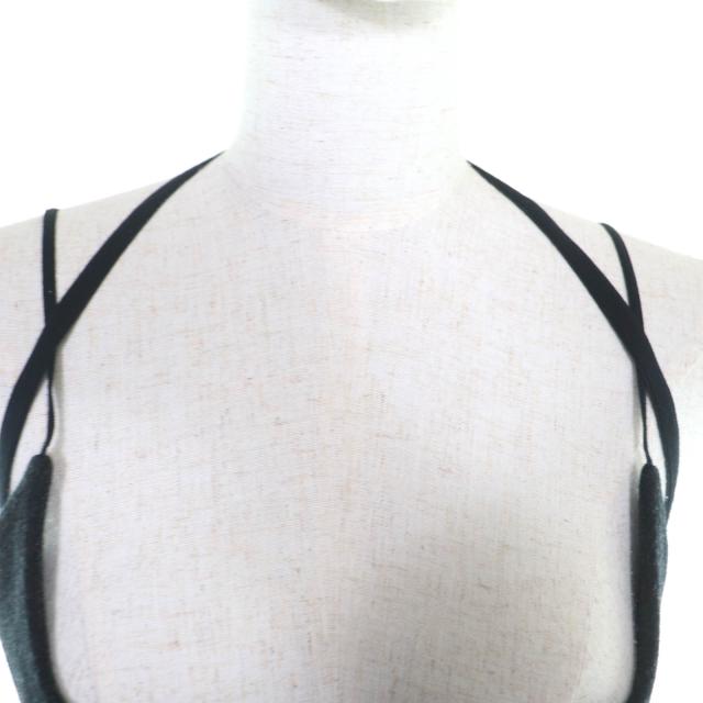 極美品★GUCCI グッチ 799949 毛糸100% BATAVIA WOOL STRAPPY TOP GGマーモント ロゴタイプ刺しゅう入り口・入口 キャミソール 黒いこと 40 伊製 定まり品