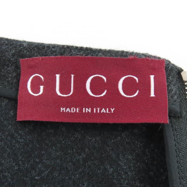 極美品★GUCCI グッチ 799949 毛糸100% BATAVIA WOOL STRAPPY TOP GGマーモント ロゴタイプ刺しゅう入り口・入口 キャミソール 黒いこと 40 伊製 定まり品