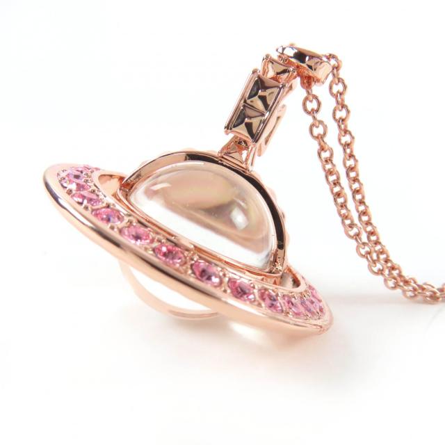 極美品☆Vivienne Westwood ヴィヴィアンウエストウッド ラインストーン付 オーブネックレス ペンダント ローズピンク 箱・保存袋付き_4