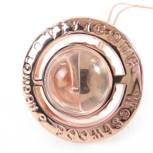 極美品☆Vivienne Westwood ヴィヴィアンウエストウッド ラインストーン付 オーブネックレス ペンダント ローズピンク 箱・保存袋付き_5