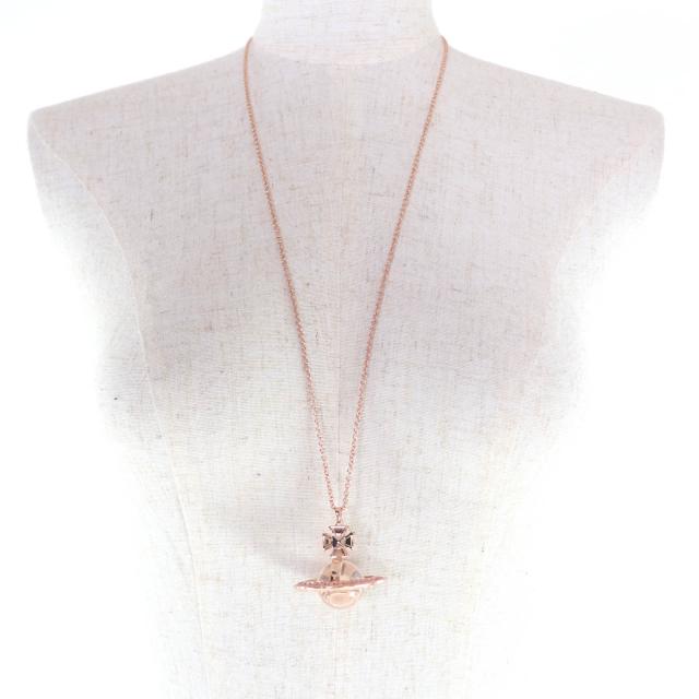 極美品☆Vivienne Westwood ヴィヴィアンウエストウッド ラインストーン付 オーブネックレス ペンダント ローズピンク 箱・保存袋付き_3