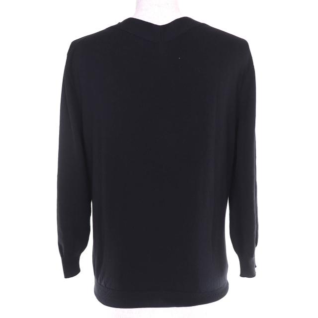 美品△HERMES エルメス コットン100％ Vネック 長袖 ニット トップス ブラック XL イタリア製 レディース シンプルデザイン オススメ◎ 美品△HERMES エルメス コットン100％ Vネック 長袖 ニット トップス