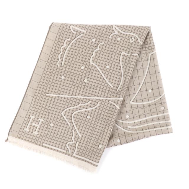 極美品☆HERMES エルメス レクタングル イポグラフ カシミヤ シルク混