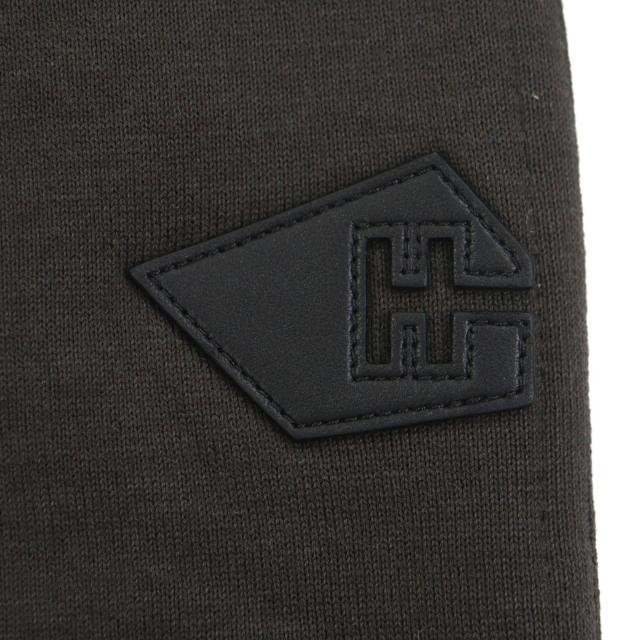 未使用品▼HERMES エルメス コットン カシミヤ レザー使い クルーネック 裏起毛 プルオーバー スウェット チャコールグレー S メンズ