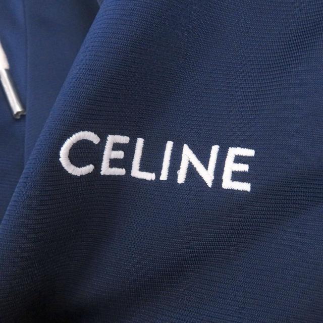 未使用品□CELINE セリーヌ 2Z722859W ロゴ刺繍 サイドライン ジャージ トラックパンツ ネイビー ホワイト M イタリア製 正規品 メンズ_4