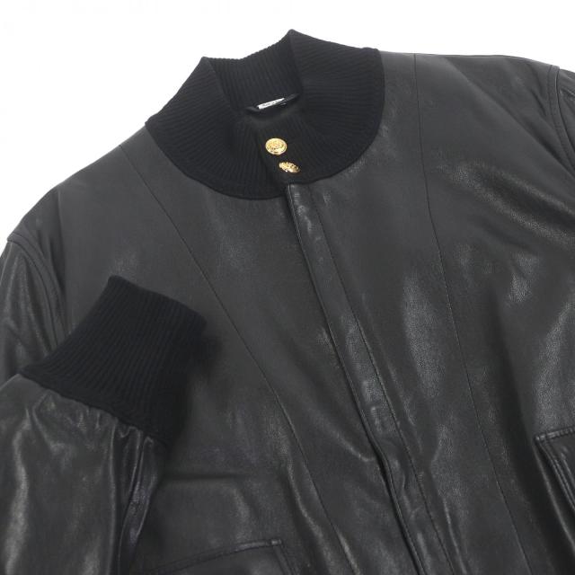 美品□GUCCI グッチ 621460 羊革 ウール GG金ボタン ボンバージャケット ライダースジャケット ブラック 48 イタリア製 正規品 メンズ_1
