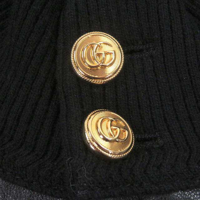 美品□GUCCI グッチ 621460 羊革 ウール GG金ボタン ボンバージャケット ライダースジャケット ブラック 48 イタリア製 正規品 メンズ_4
