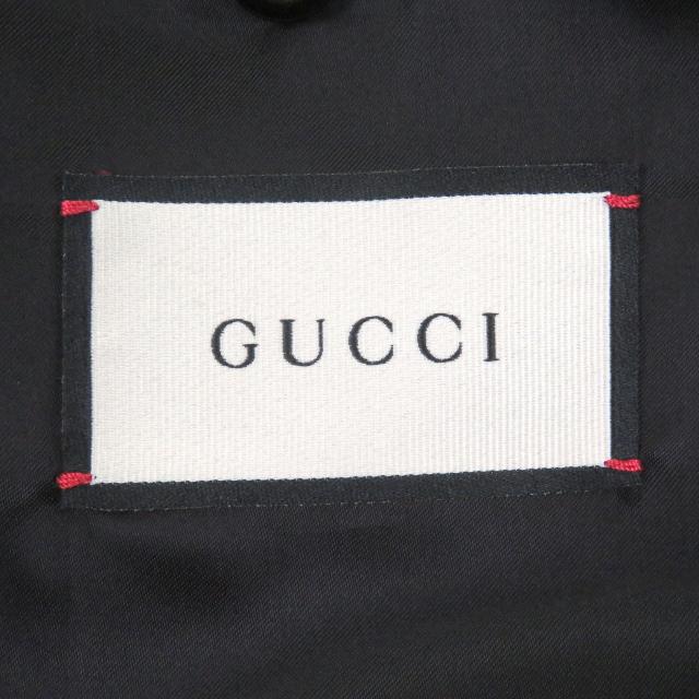 美品□GUCCI グッチ 621460 羊革 ウール GG金ボタン ボンバージャケット ライダースジャケット ブラック 48 イタリア製 正規品 メンズ_6