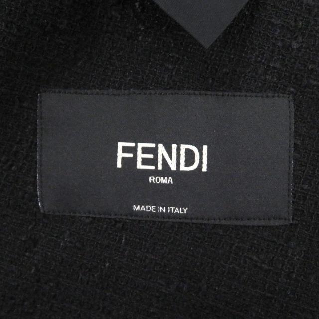 極美品□FENDI フェンディ FJ0595 リネン コットン シングル ブレザー テーラードジャケット ブラック 46 イタリア製 正規品 メンズ_6