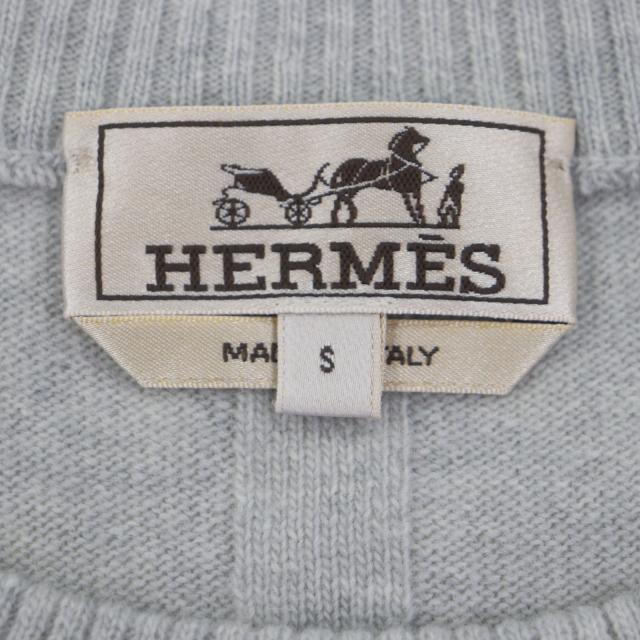 極美品▼HERMES エルメス 24AW 467210HA ウール カシミヤ クルーネック プルオーバー ニットセーター グレー S イタリア製 正規品 メンズ_4