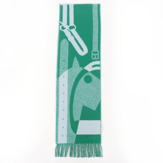 未使用品☆HERMES エルメス カシミヤマフラー レディ・ステディ・ゴー カシミヤ100％ ミント/グラシエ バイカラー マフラー 箱付 メンズ_3