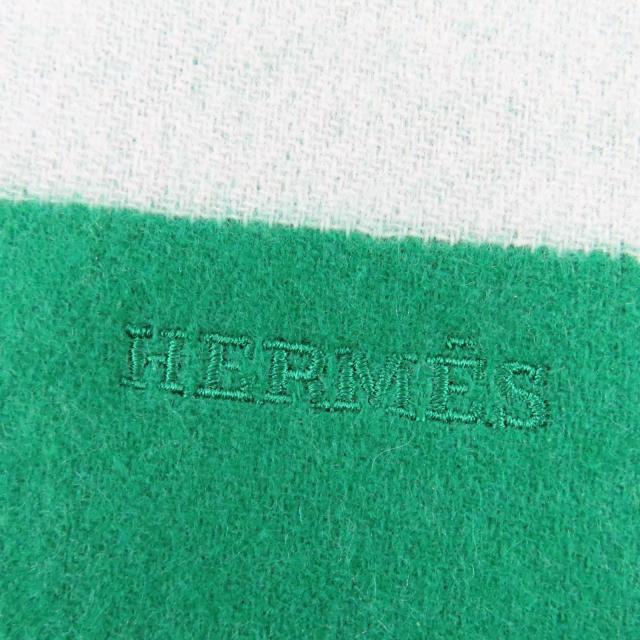 未使用品☆HERMES エルメス カシミヤマフラー レディ・ステディ・ゴー カシミヤ100％ ミント/グラシエ バイカラー マフラー 箱付 メンズ_7