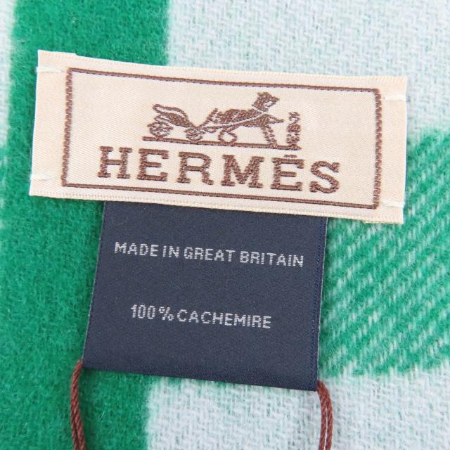 未使用品☆HERMES エルメス カシミヤマフラー レディ・ステディ・ゴー カシミヤ100％ ミント/グラシエ バイカラー マフラー 箱付 メンズ_8