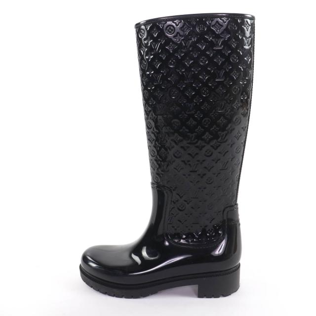 美品☆LOUIS VUITTON ルイヴィトン スプラッシュ・ライン モノグラム レインブーツ ロングブーツ ブラック 37 イタリア製 レディース_3