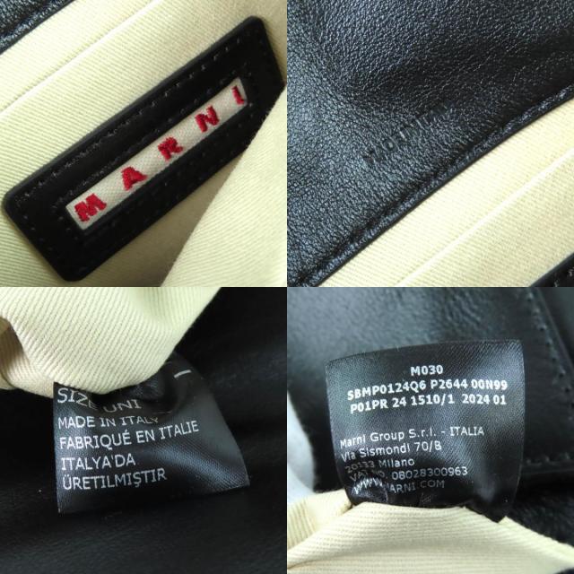 極美品△MARNI マルニ SBMP0124Q6 TRUNK SOFT EW レザー ロゴ ショルダーバッグ ブラック ゴールド金具 保存袋付 イタリア製 レディース_8