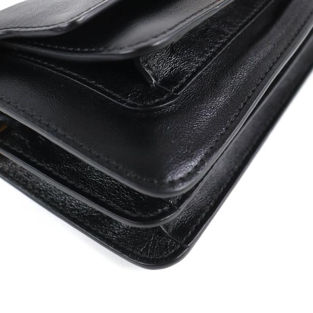 極美品△MARNI マルニ SBMP0124Q6 TRUNK SOFT EW レザー ロゴ ショルダーバッグ ブラック ゴールド金具 保存袋付 イタリア製 レディース_6