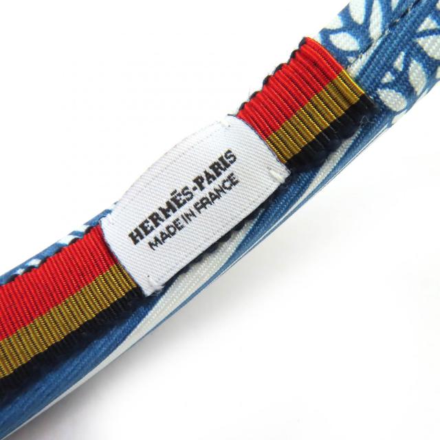 極美品△HERMES エルメス ジナ ジグザグ シルク スター ヘアバンド ヘアアクセサリー カチューシャ ブルー ホワイト 箱付き フランス製_5