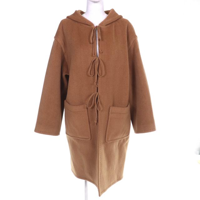 極美品△AURALEE オーラリー A22AC02WH WOOL HERINGBONE PILE HOODED COAT ウール コート ブラウン 0 日本製 正規品 レディース