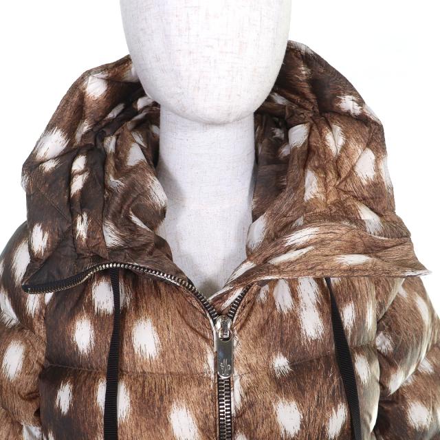 極美品△MONCLER モンクレール SUYEN スイエン ロゴジップ ファープリント ダウンジャケット ダウンコート ブラウン 0 正規品 定価278000_3