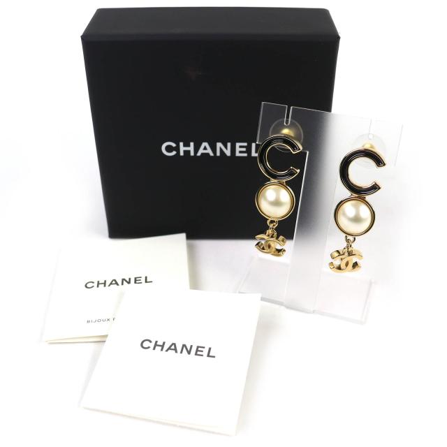 極美品△CHANEL シャネル ABE234 ココマーク COCOロゴ フェイクパール 