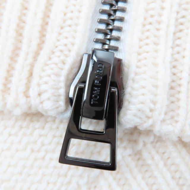 極美品☆TOM FORD トムフォード 2022年製 MAK1191 カシミヤ100％ ZIPデザイン 長袖 ニット ホワイト XXS イタリア製 正規品 レディース_4