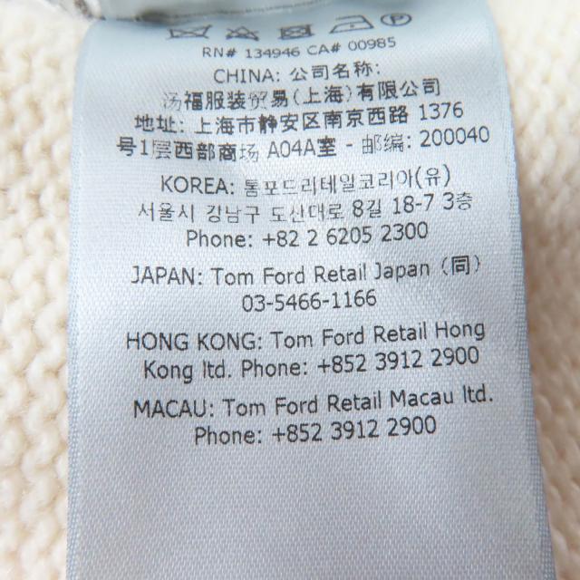 極美品☆TOM FORD トムフォード 2022年製 MAK1191 カシミヤ100％ ZIPデザイン 長袖 ニット ホワイト XXS イタリア製 正規品 レディース_9