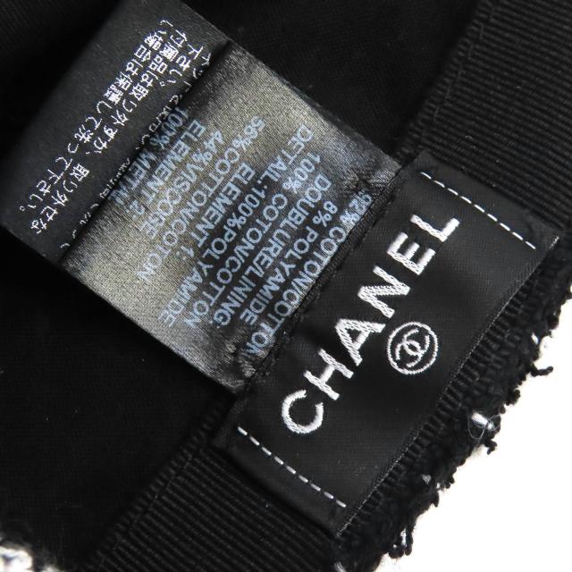 美品△CHANEL シャネル 23B ココマーク ツイード ベースボールキャップ 帽子 ブラック ホワイト ゴールド金具 伊製 正規品 レディース_6