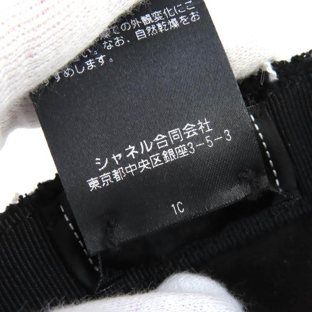 美品△CHANEL シャネル 23B ココマーク ツイード ベースボールキャップ 帽子 ブラック ホワイト ゴールド金具 伊製 正規品 レディース_8