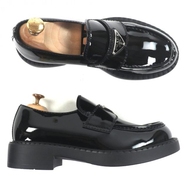 未使用品▽PRADA プラダ 2DE127 チョコレート パテントレザー