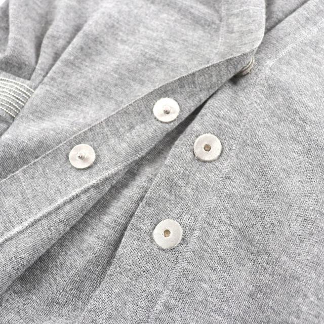 美品△Brunello Cucinelli ブルネロクチネリ カシミヤ シルク モニーレ装飾 Vネック 長袖 ロング ニット カーディガン グレー L 正規品_5