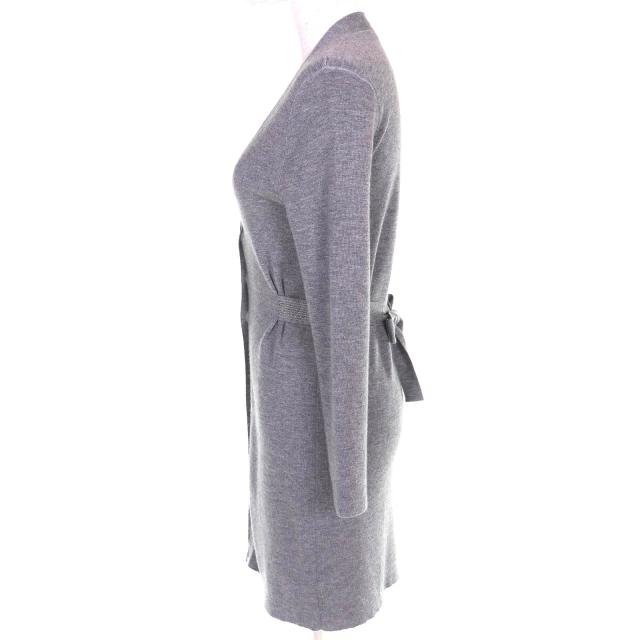 美品△Brunello Cucinelli ブルネロクチネリ カシミヤ シルク モニーレ装飾 Vネック 長袖 ロング ニット カーディガン グレー L 正規品_1