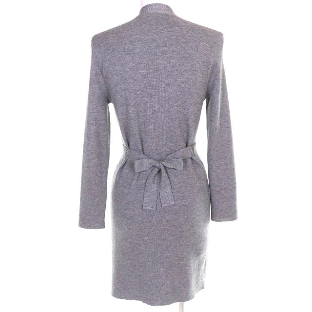 美品△Brunello Cucinelli ブルネロクチネリ カシミヤ シルク モニーレ装飾 Vネック 長袖 ロング ニット カーディガン グレー L 正規品_2