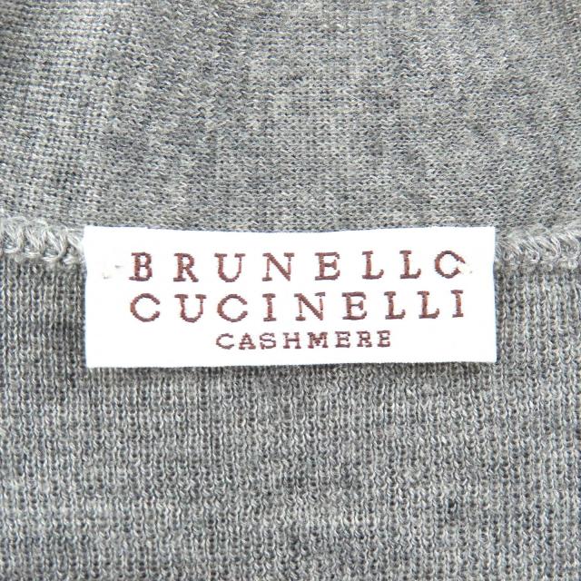 美品△Brunello Cucinelli ブルネロクチネリ カシミヤ シルク モニーレ装飾 Vネック 長袖 ロング ニット カーディガン グレー L 正規品_6