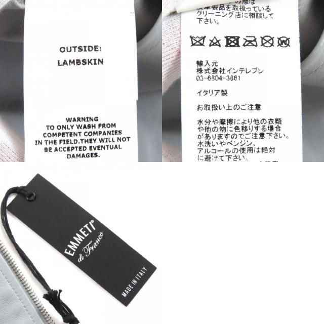 未使用品△EMMETI エンメティ ラムレザー ジップアップ ポンチョ コート グレー 38 イタリア製 正規品 レディース オススメ◎_9