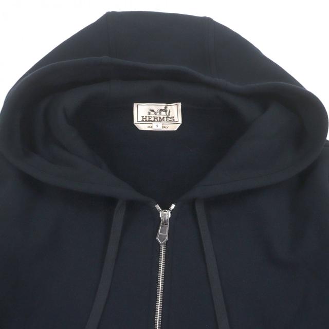 未使用品▼HERMES エルメス 25AW H567765HA EX-LIBRIS エクスリブリス シルク使い ジップアップ パーカー ネイビー S 伊製 正規品 メンズ_1