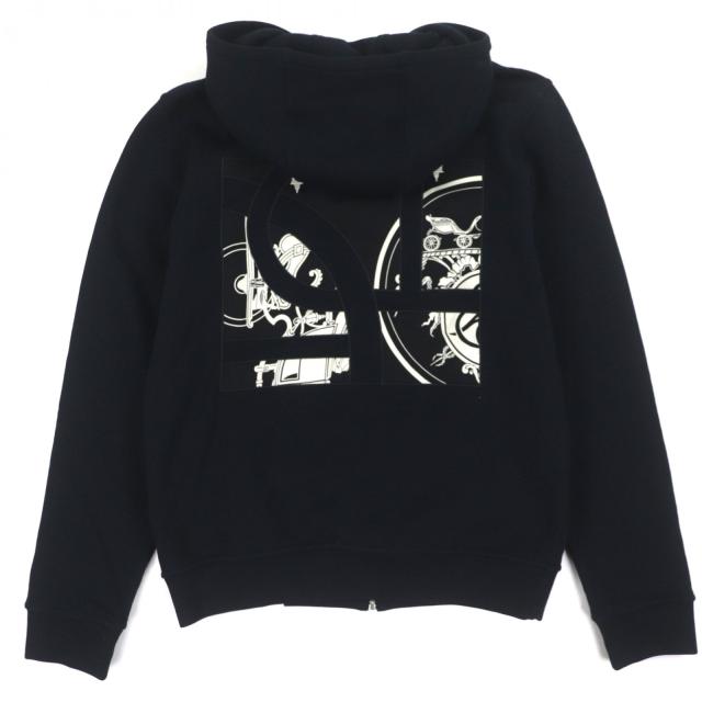 未使用品▼HERMES エルメス 25AW H567765HA EX-LIBRIS エクスリブリス シルク使い ジップアップ パーカー ネイビー S 伊製 正規品 メンズ_2