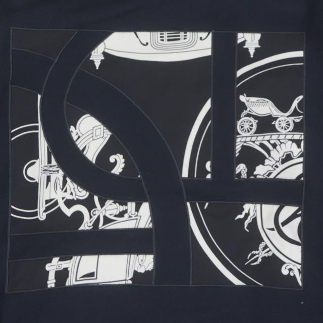 未使用品▼HERMES エルメス 25AW H567765HA EX-LIBRIS エクスリブリス シルク使い ジップアップ パーカー ネイビー S 伊製 正規品 メンズ_4