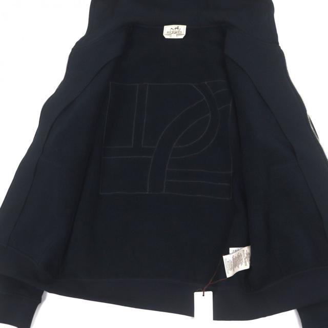 未使用品▼HERMES エルメス 25AW H567765HA EX-LIBRIS エクスリブリス シルク使い ジップアップ パーカー ネイビー S 伊製 正規品 メンズ_3