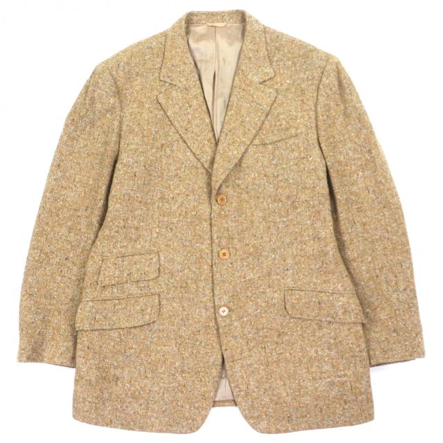 美品▼ARNYS PARIS アルニス JEAN G ウール カシミヤ ツイード シングルジャケット テーラードジャケット イエロー 54 イタリア製 メンズ