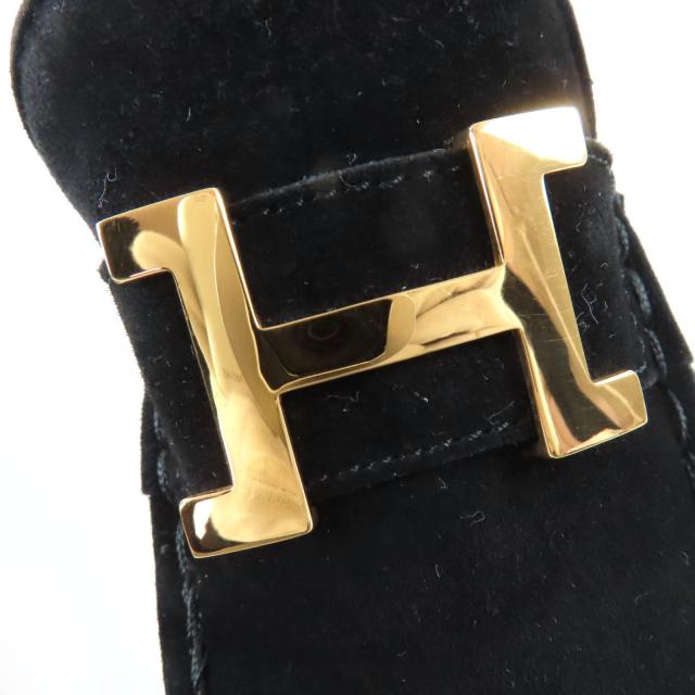 美品☆HERMES エルメス ヴィンテージ コンスタンス ゴールド金具 H金具 スウェードレザー ローファー ブラック 37 イタリア製 レディース_7