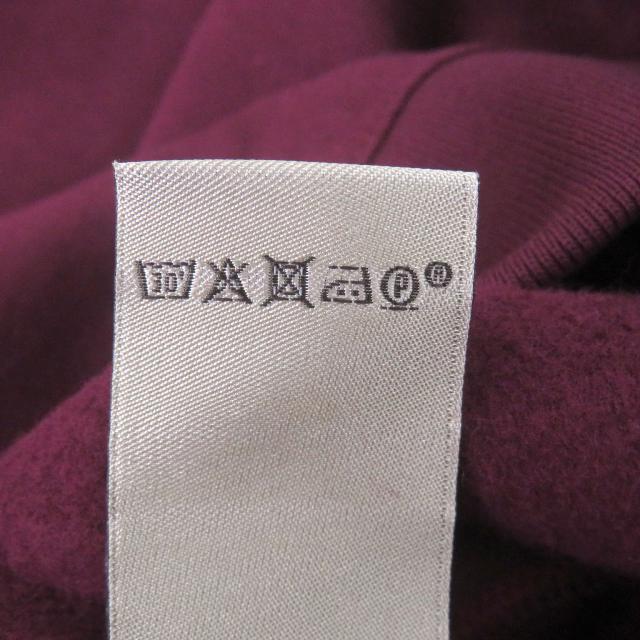 未使用品□HERMES エルメス ランH サイドライン コットン100％ ロングスリーブ スウェットシャツ トレーナー バーガンディ S イタリア製