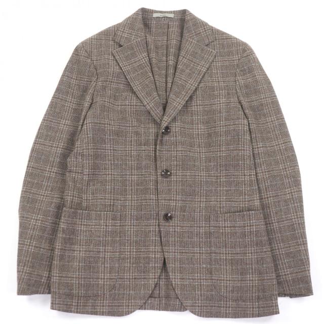 極美品□BOGLIOLI ボリオリ DOVER カシミヤ混 チェック柄 シングル アンコンジャケット テーラードジャケット 46 イタリア製　正規品