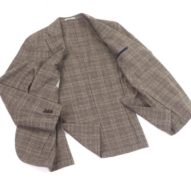 極美品□BOGLIOLI ボリオリ DOVER カシミヤ混 チェック柄 シングル アンコンジャケット テーラードジャケット 46 イタリア製　正規品_2