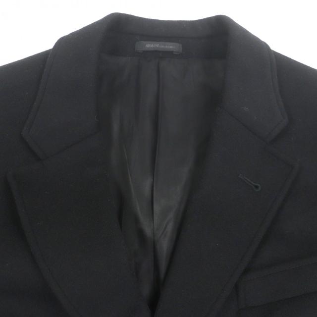 美品▼ARMANI COLLEZIONI アルマーニコレッツォーニ T LINE ウール カシミヤ 撥水加工 シングル チェスターコート ブラック 52 正規品_1