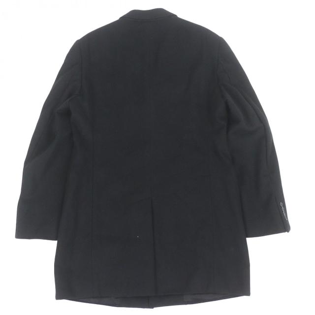 美品▼ARMANI COLLEZIONI アルマーニコレッツォーニ T LINE ウール カシミヤ 撥水加工 シングル チェスターコート ブラック 52 正規品_2